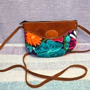 Embroidered Floral Crossbody Bag